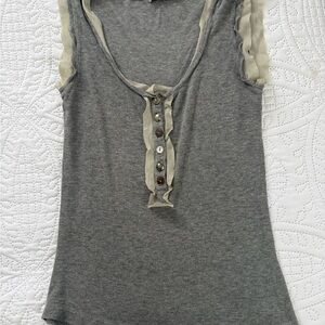 Gray Tank Top with Button Accents